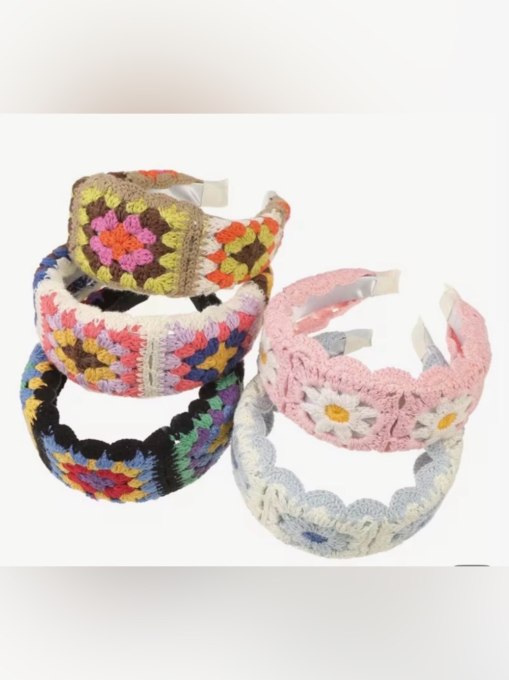 New Crocheted Daisy & Granny Square Headband. This is for 1. You choose.